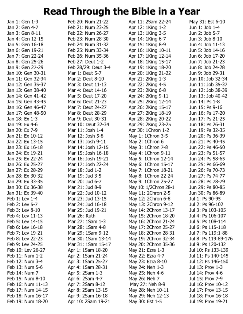 Read The Bible In A Year Printable