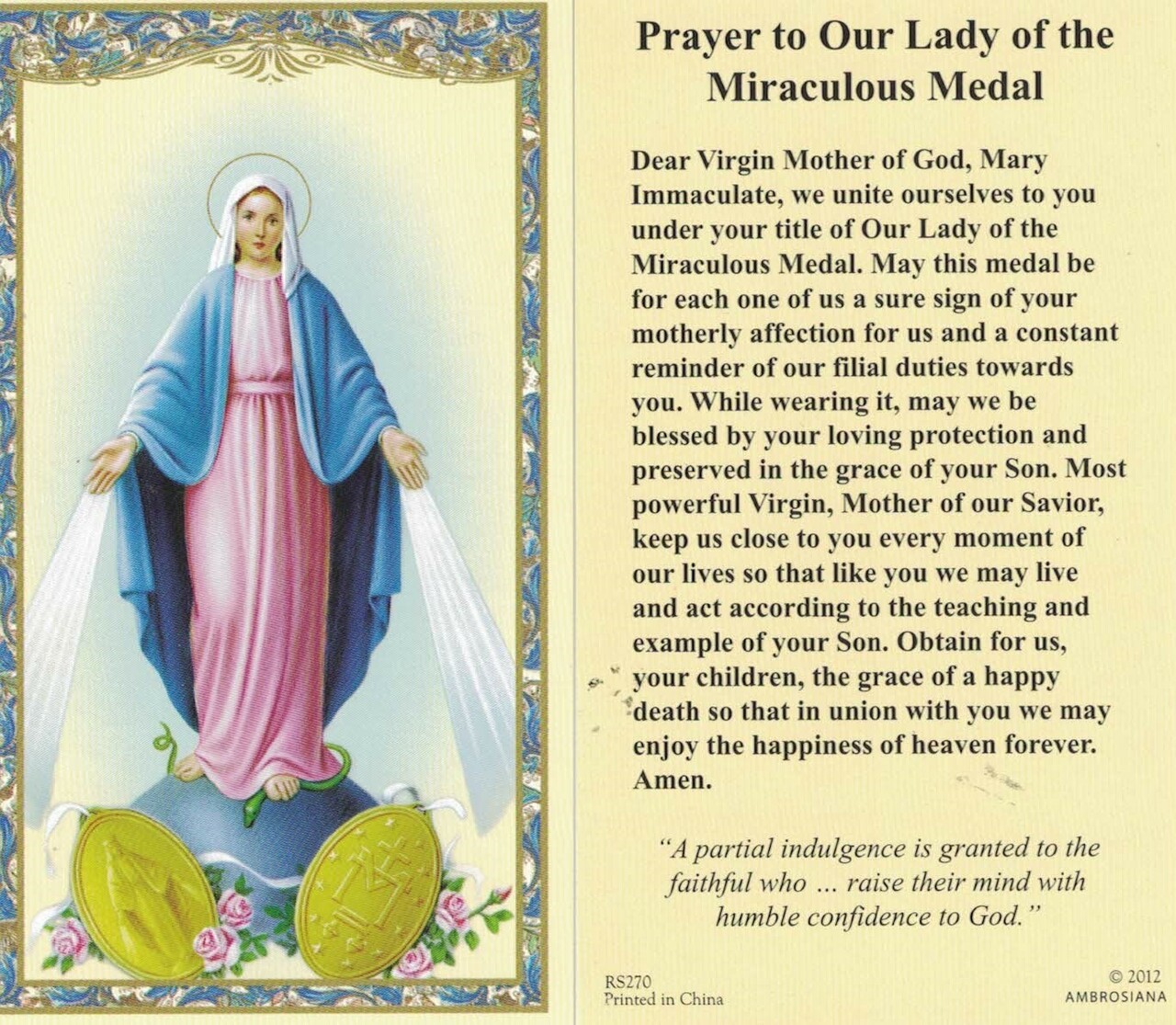 Miraculous Medal Prayer Card Printable Printable Temp vrogue.co