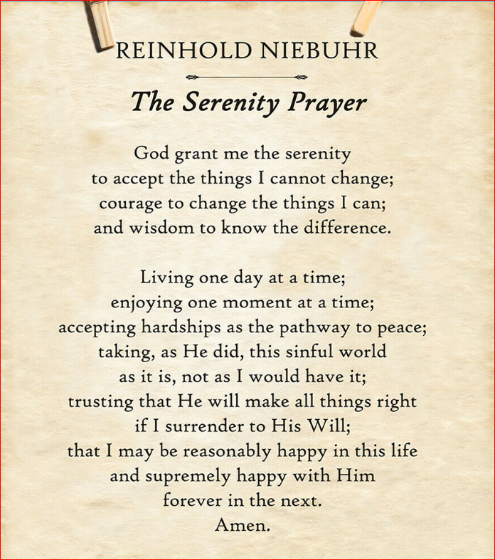 The Serenity Prayer In Its Entirety Churchgists Com